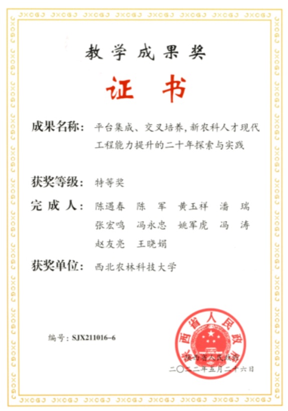 获奖证书