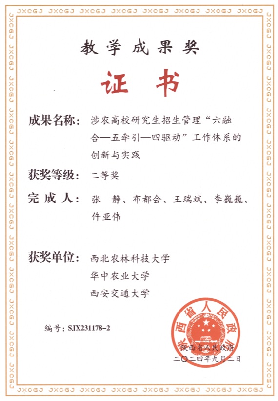 获奖证书